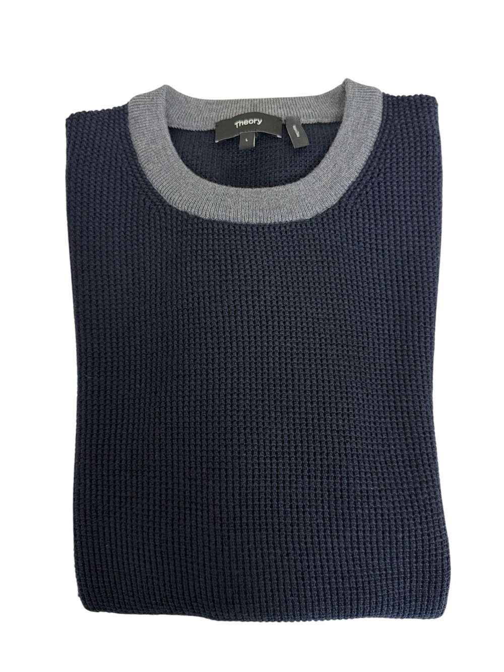 Theory Dark Navy Gray Crewneck Sweater Men’s Large NWOT - Picture 13 of 13